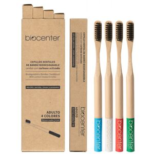 Biocenter Set de 4 cepillos de dientes de bambú para adultos