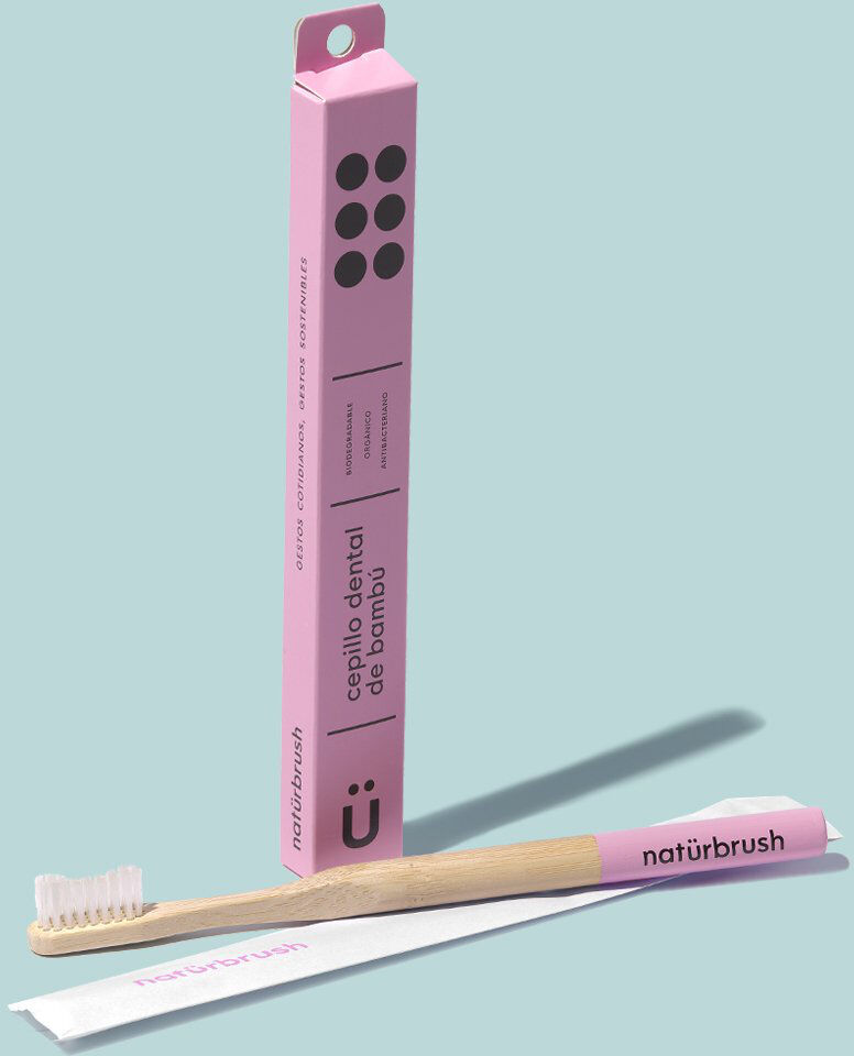 Naturbrush Cepillo de dientes de bambú para adultos - rosa