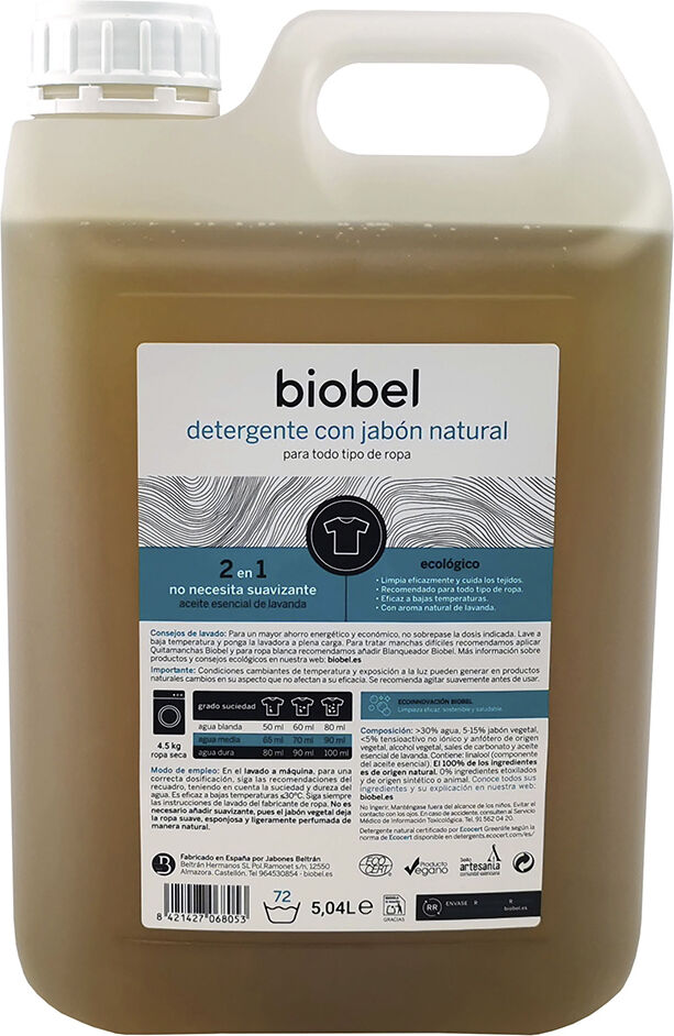 BioBel Detergente con jabón natural para todo tipo de ropa (5 litros)