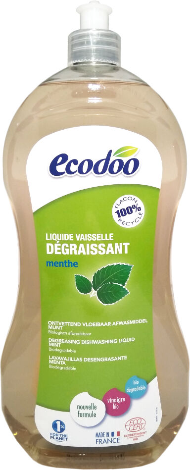 Ecodoo Lavavajillas líquido concentrado ultra desengrasante Senteur Menthe (1 litro)