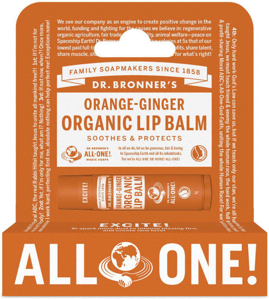 Dr. Bronner's Bálsamo labial de Naranja y Jengibre