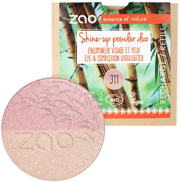 Zao Make-up Recarga de polvo compacto iluminador dúo 311 Rose & Or