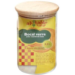 Ah table! Bote de vidrio borosilicato con tapa de madera de haya (0,8 L.)