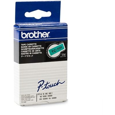 Brother TC-701 cinta negro sobre verde 12mm x 7,7m Brother TC-701 cinta negro sobre verde 12mm x 7,7m