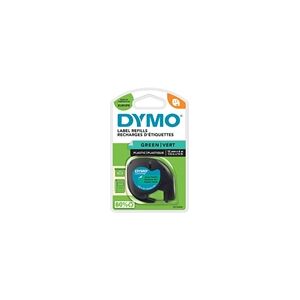 Dymo 91204 (S0721640) cinta plástica negro sobre verde 12mm