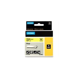 Dymo 18432 (S0718450) cinta vinilo negro sobre amarillo 12mm