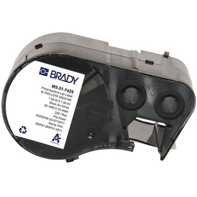Brady M5-31-7425 etiquetas de polipropileno negro sobre blanco 38,10 mm x 24,40 mm Brady M5-31-7425 etiquetas de polipropileno negro sobre blanco 38,10 mm x 24,40 mm