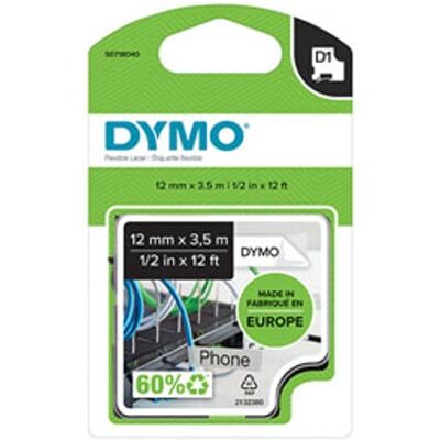 Dymo 16957 (S0718040) cinta nylon flexible negro sobre blanco 12mm Dymo 16957 (S0718040) cinta nylon flexible negro sobre blanco 12mm