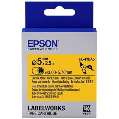 Epson LK-4YBA5 Cinta termoretráctil negro sobre amarillo 5mm (C53S654906) Epson LK-4YBA5 Cinta termoretráctil negro sobre amarillo 5mm (C53S654906)