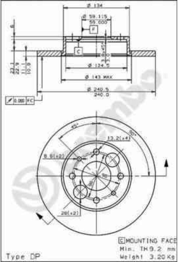 2 Discos De Freno Brembo Para Eje Trasero 08.4917.20