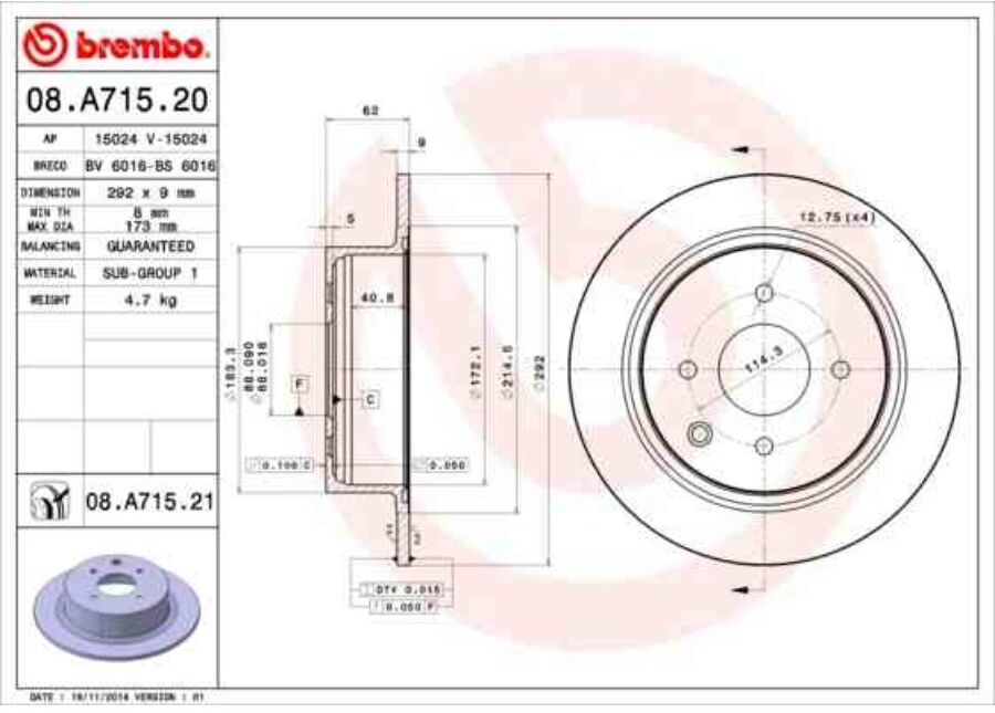 2 Discos De Freno Brembo Para Eje Trasero 08.a715.20