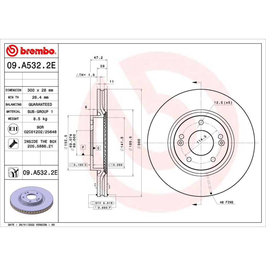 1 Disco De Freno Brembo Para Eje Delantero Dp61057