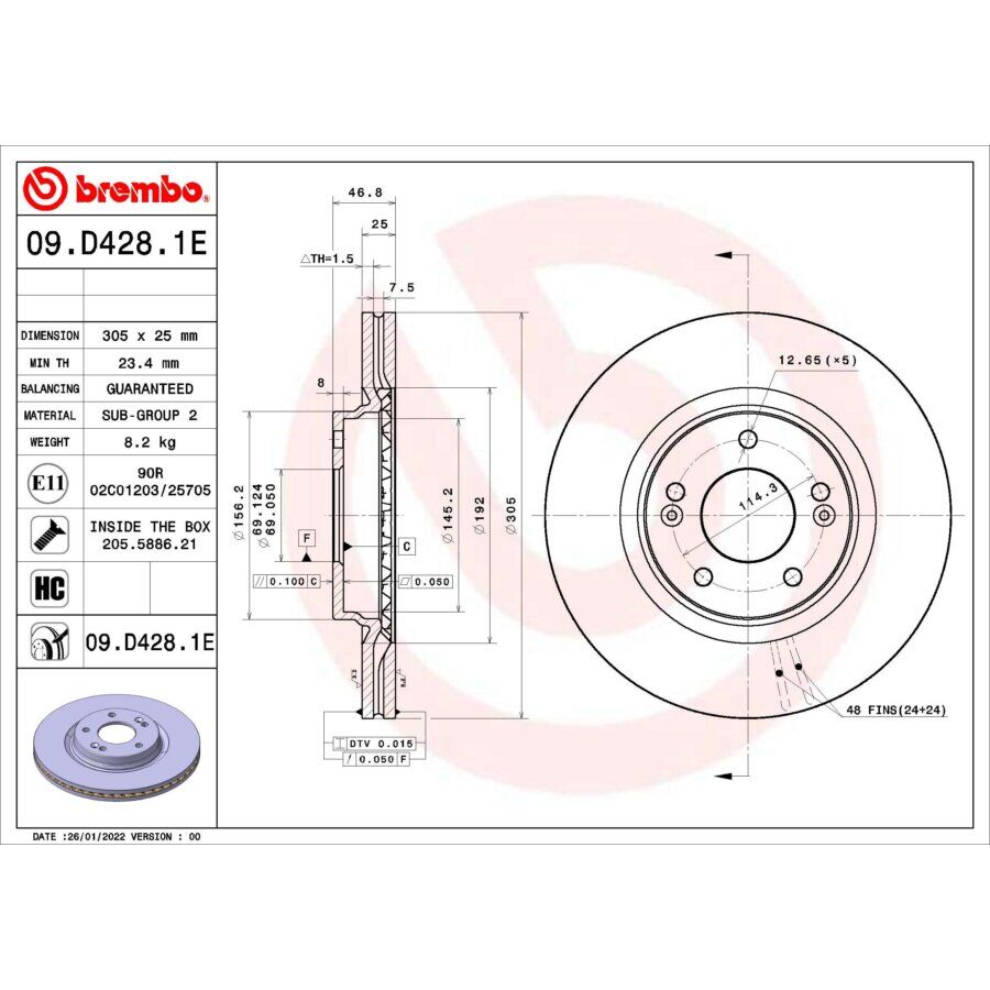 1 Disco De Freno Brembo Para Eje Delantero Dp61056