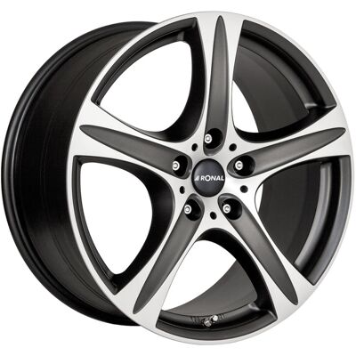 Llanta De Aluminio Ronal R55 Suv 9x19 5x112 Et55 Frontal Negro Pulido Llanta De Aluminio Ronal R55 Suv 9x19 5x112 Et55 Frontal Negro Pulido