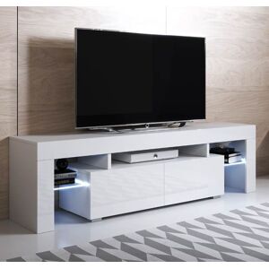 Mueble TV modelo Unai (160x45cm) color blanco con LED RGB