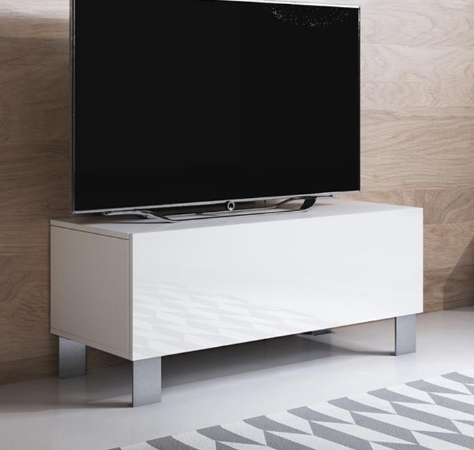 Mueble TV modelo Luke H1 (100x42cm) color blanco con patas de aluminio