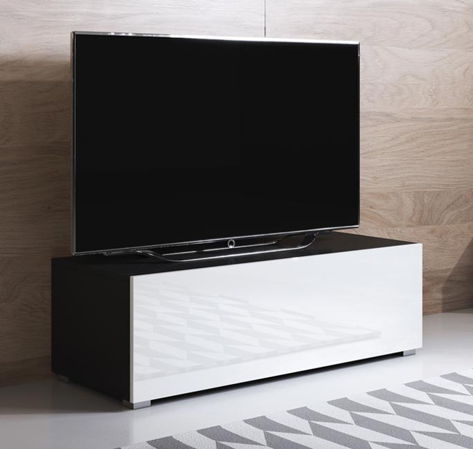 Mueble TV modelo Luke H1 (100x32cm) color negro y blanco con patas estándar