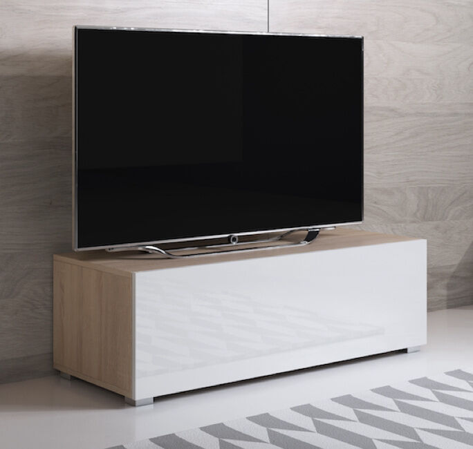Mueble TV modelo Luke H1 (100x32cm) color sonoma y blanco con patas estándar