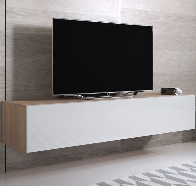 Mueble TV modelo Luke H2 (160x30cm) color sonoma y blanco