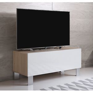 Mueble TV modelo Luke H1 (100x42cm) color sonoma y blanco con patas de aluminio