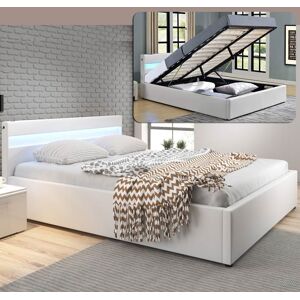 Cama de matrimonio canapé con música (subwoofer) Bahia en color blanco (150x190cm)