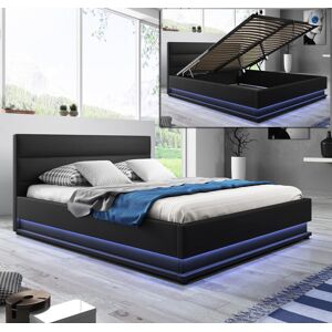 Cama de matrimonio con canapé Nitas en color negro (150X190cm)