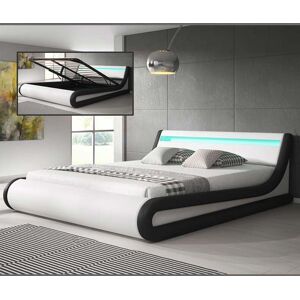 Cama de matrimonio con canapé Parisina en color blanco con negro (150x190cm)