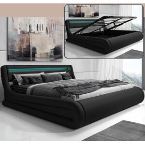 Cama de matrimonio con canapé Rodas en color negro (150x190cm)