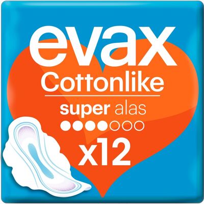Evax Cotton Like Super con alas 12uds Evax Cotton Like Super con alas 12uds