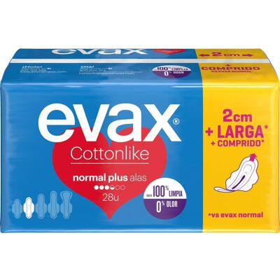 Evax Cottonlike Normal Plus con Alas - Compresas Evax Cottonlike Normal Plus con Alas - Compresas