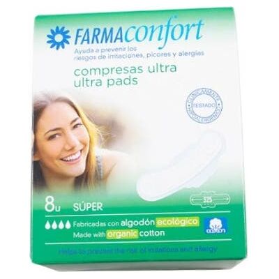 FARMACONFORT Compresas Ultrafinas 100% Algodón 8 uds FARMACONFORT Compresas Ultrafinas 100% Algodón 8 uds