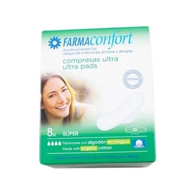 FARMACONFORT Compresas Ultrafinas 100% Algodón 8 uds FARMACONFORT Compresas Ultrafinas 100% Algodón 8 uds