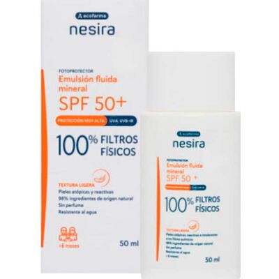 Acofarma Nesira Emulsión Mineral SPF50+ - Protector Solar para Piel Sensible Acofarma Nesira Emulsión Mineral SPF50+ - Protector Solar para Piel Sensible