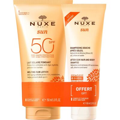 Nuxe Sun Leche Solar Fundente SPF50 150 ml + Champú-Gel de Ducha After Sun 100 ml Nuxe Sun Leche Solar Fundente SPF50 150 ml + Champú-Gel de Ducha After Sun 100 ml