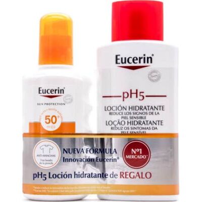 Eucerin Sun Spray Sensitive Protect Spf50+ 200 ml + Loción Ph5 Skin-Protection 200 ml Eucerin Sun Spray Sensitive Protect Spf50+ 200 ml + Loción Ph5 Skin-Protection 200 ml