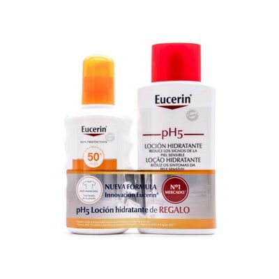 Eucerin Sun Spray Sensitive Protect Spf50+ 200 ml + Loción Ph5 Skin-Protection 200 ml Eucerin Sun Spray Sensitive Protect Spf50+ 200 ml + Loción Ph5 Skin-Protection 200 ml