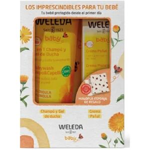 Weleda Bebé Pack Champú y Gel Ducha + Crema Pañal + Manopla