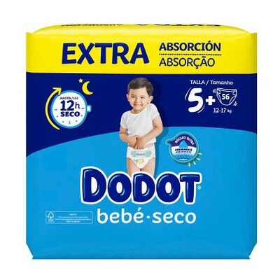 Dodot Bebé Seco T5+ Pañales - Pack de 56 Dodot Bebé Seco T5+ Pañales - Pack de 56