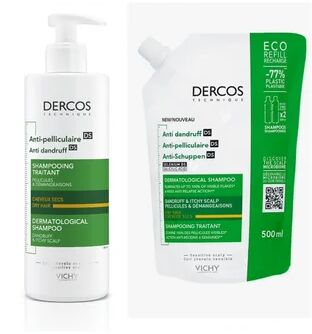 Vichy Dercos Technique Anticaspa DS Champú Cabello Seco 390ml + Eco-Recarga 500ml