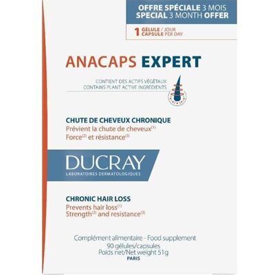 Ducray Anacaps Expert - Caída crónica del cabello - 90 tabletas Ducray Anacaps Expert - Caída crónica del cabello - 90 tabletas