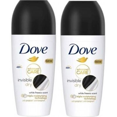 Dove - Invisible Roll-On Duplo - Pack de 2 - Desodorante antitranspirante Roll-On Dove - Invisible Roll-On Duplo - Pack de 2 - Desodorante antitranspirante Roll-On
