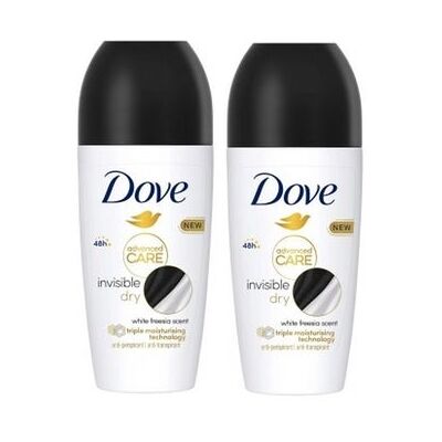 Dove - Invisible Roll-On Duplo - Pack de 2 - Desodorante antitranspirante Roll-On Dove - Invisible Roll-On Duplo - Pack de 2 - Desodorante antitranspirante Roll-On