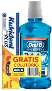 Kukident Pro Plus Doble Acción + Oral-B Pro-Expert Colutorio Menta