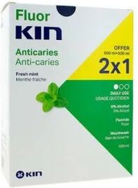 Kin Fluor Enjuague Diario de Menta Pack de 2 Unidades x 500ml