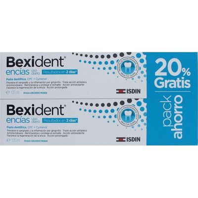 Pasta de dientes para encías sensibles Isdin Bexident - Cuidado de encías 2x125ml Pasta de dientes para encías sensibles Isdin Bexident - Cuidado de encías 2x125ml