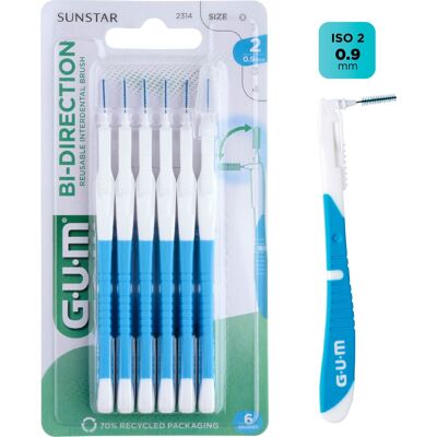 Gum Cepillo interdental Bi-Direction mediano 0.9 mm 6 uds Gum Cepillo interdental Bi-Direction mediano 0.9 mm 6 uds