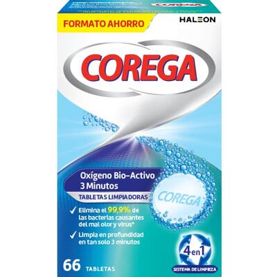 Corega Oxígeno Bio Activo 3 Minutos 66 Tabletas Limpiadoras Corega Oxígeno Bio Activo 3 Minutos 66 Tabletas Limpiadoras