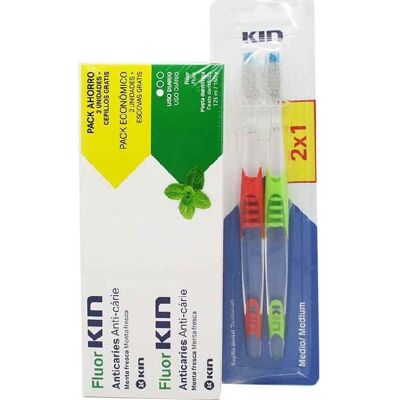 Kin Fluor Anticaries Menta + Cepillo Pack Kin Fluor Anticaries Menta + Cepillo Pack