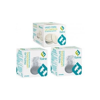 Farline Pastillas limpiadoras Pack de 2 Envases x 32 Tabletas + Repuesto Farline Pastillas limpiadoras Pack de 2 Envases x 32 Tabletas + Repuesto