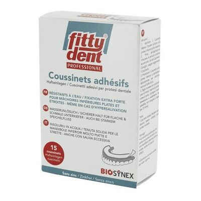 Cojines Adhesivos para Dentaduras Fittydent Sin Zinc - 15 unidades Cojines Adhesivos para Dentaduras Fittydent Sin Zinc - 15 unidades